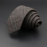 Gravata de Algodão Xadrez Tweed Marrom